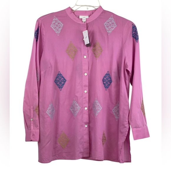 NWT- J. Jill Camellia cotton button up blouse. Size medium petite. - Picture 5 of 10